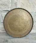 Antique Chinese Engraved Brass Round Opium Tray c1900 27.5cm