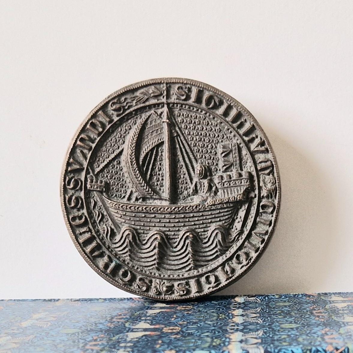 Rare Stralsund Hanseatic League Medieval 1329 Solid Cast Bronze Seal Reproduction 991g