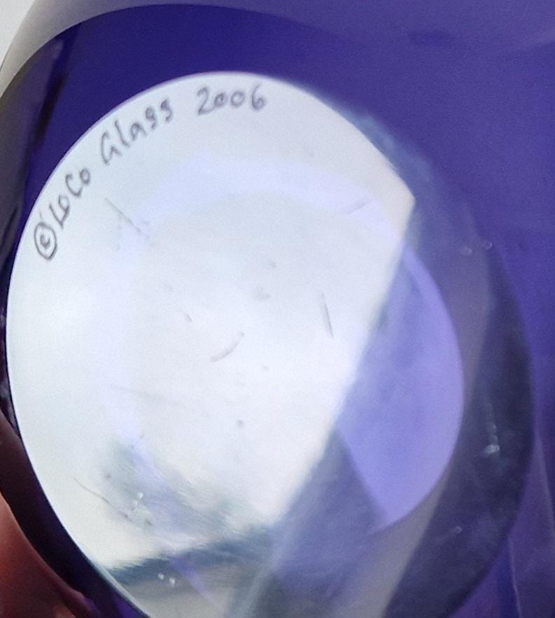 Vintage Purple Loco Art Glass Bulb Designer Vase Signed 2006