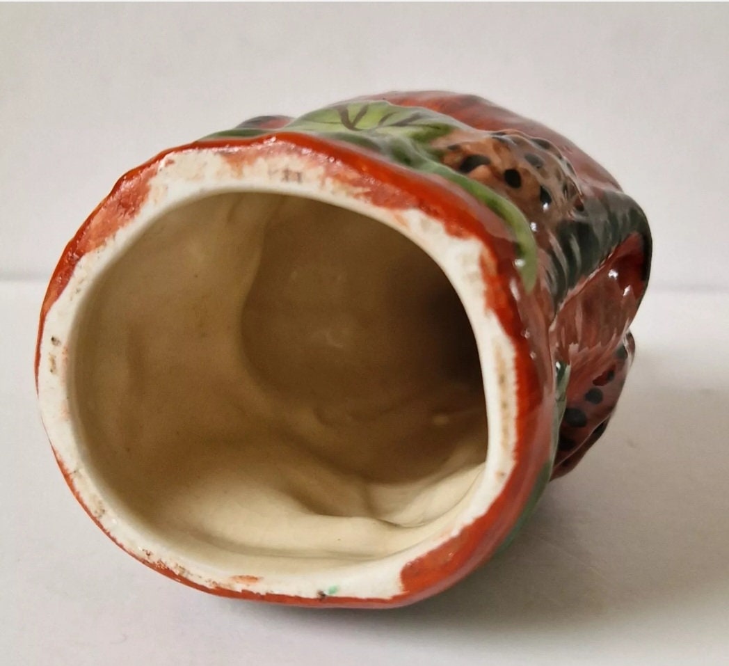 Aesop's Fables Ceramic Fox Head & Grapes Stirrup Cup Antique 19th Century Staffordshire Pottery Rare