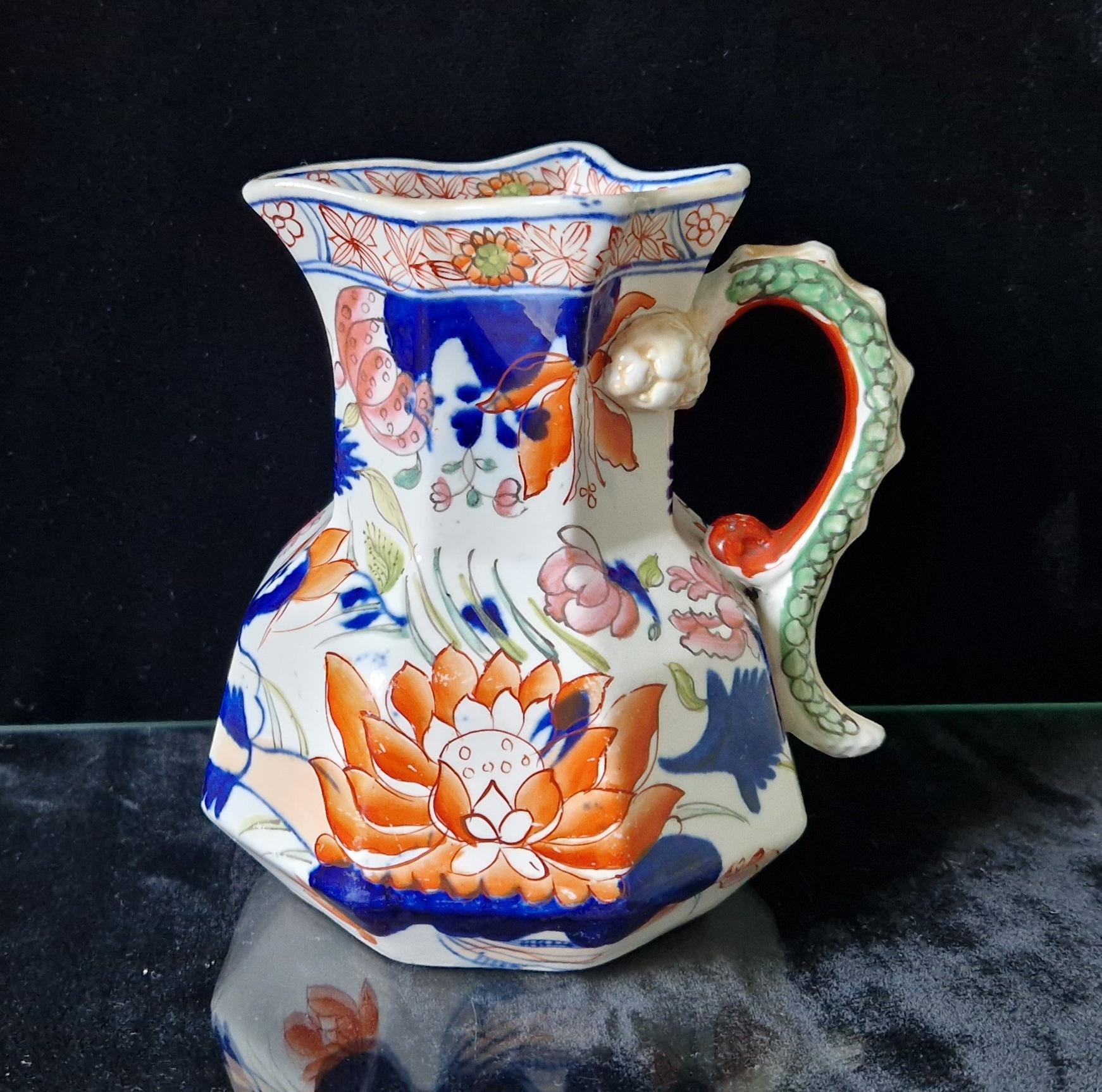 Early Mason's Ironstone China Imari Hydra Octagonal Jug Pitcher 5inch C1820 Incised 2-Line Mark