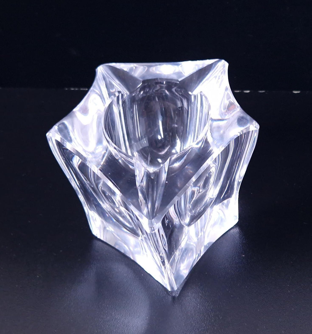 Heavy Freeform Geometric Bevelled Edge Continental Mid-Century Crystal Glass Table Desk Ashtray