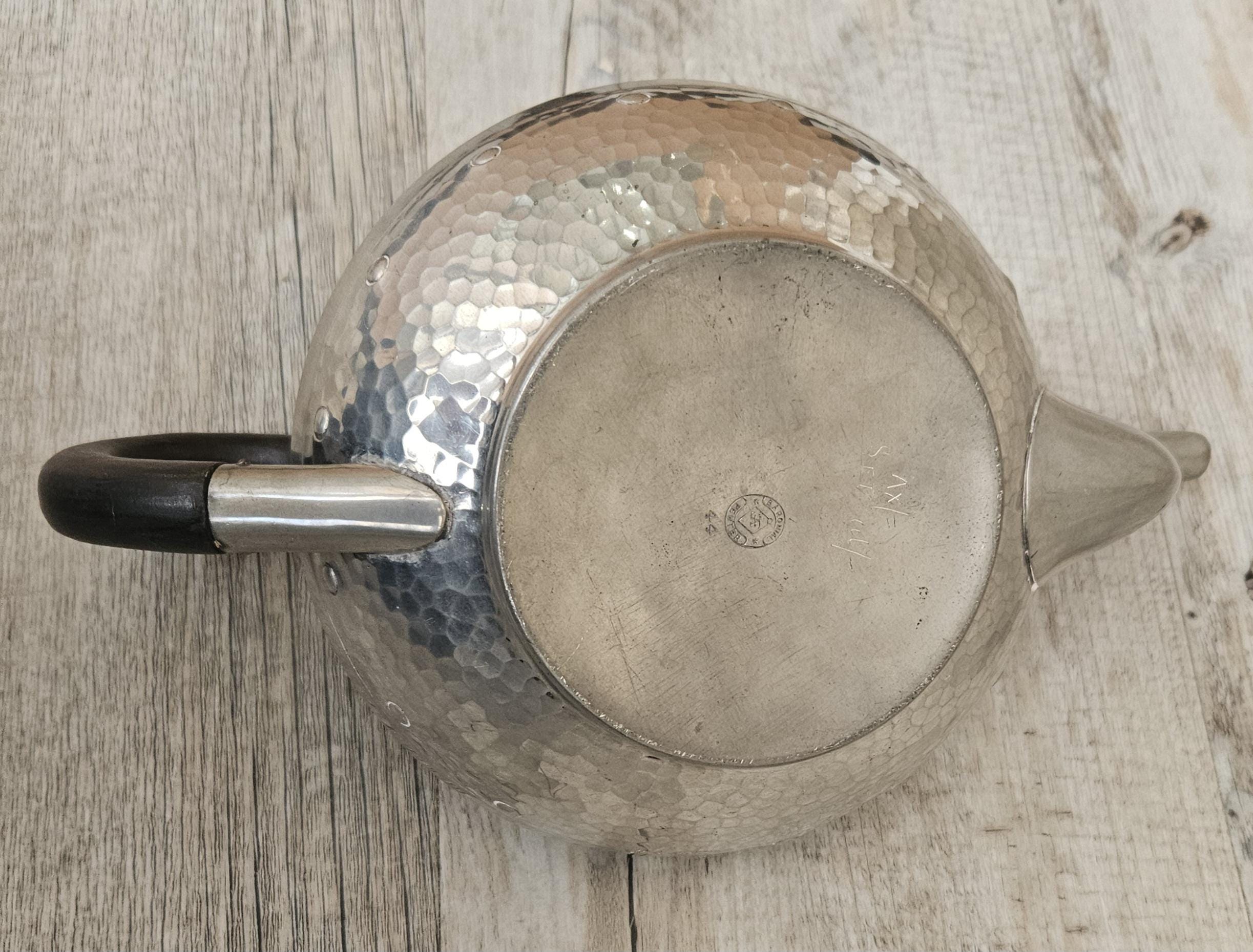 Vintage Arts and Crafts Hammered Pewter Teapot England Collectible British 1920s