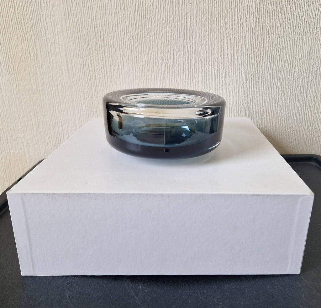 Per Lutken For Holmegaard Ashtray Bowl MCM Smoke Blue Danish Art Glass 1960's