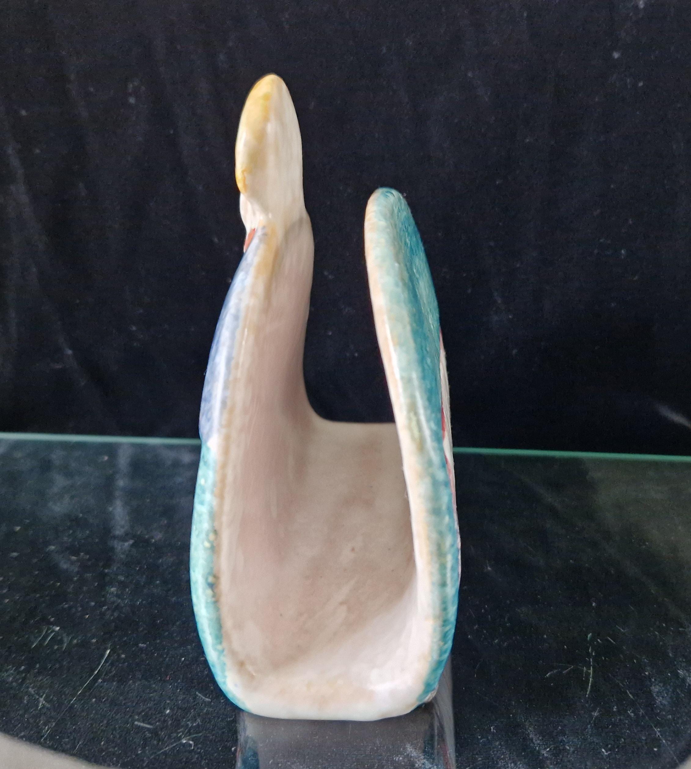 Vintage Italian Albissola Ceramic Floral Decorative Lady Serviette/Letter Holder Hand Painted Rare