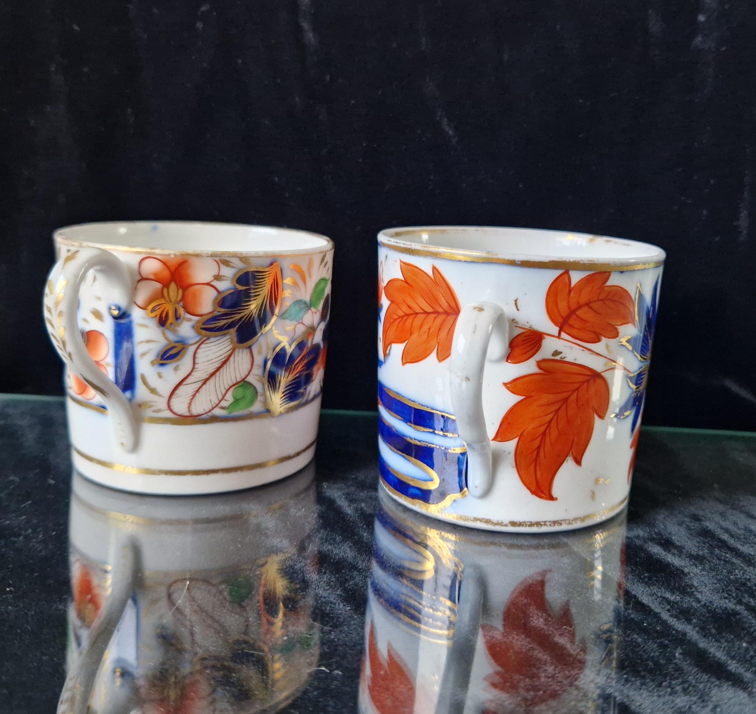 Two Antique 19th Century Small Imari Pattern English China Cups