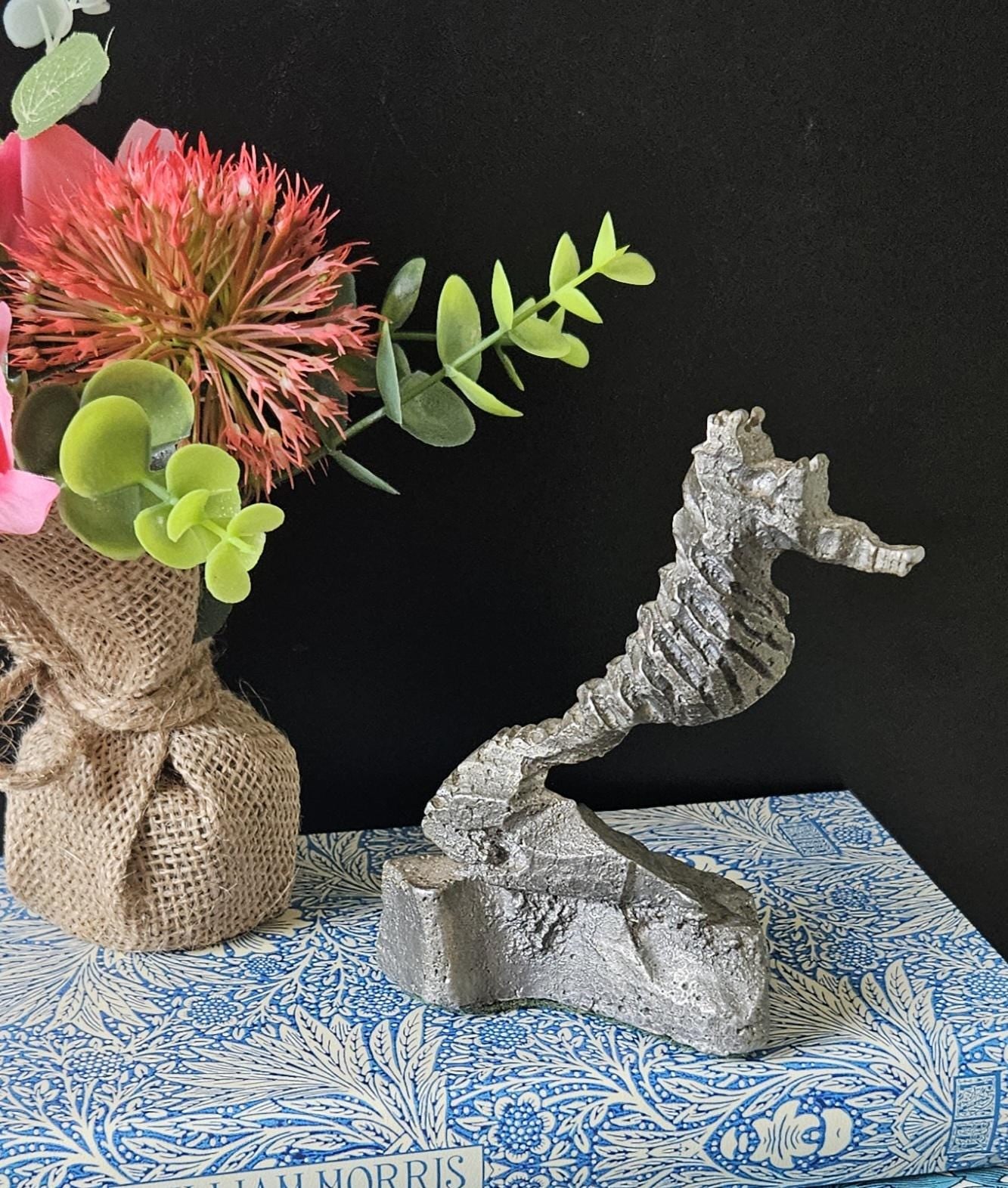 Vintage Small Metal Seahorse Sculpture Figure Ornament  12.5cm Tall