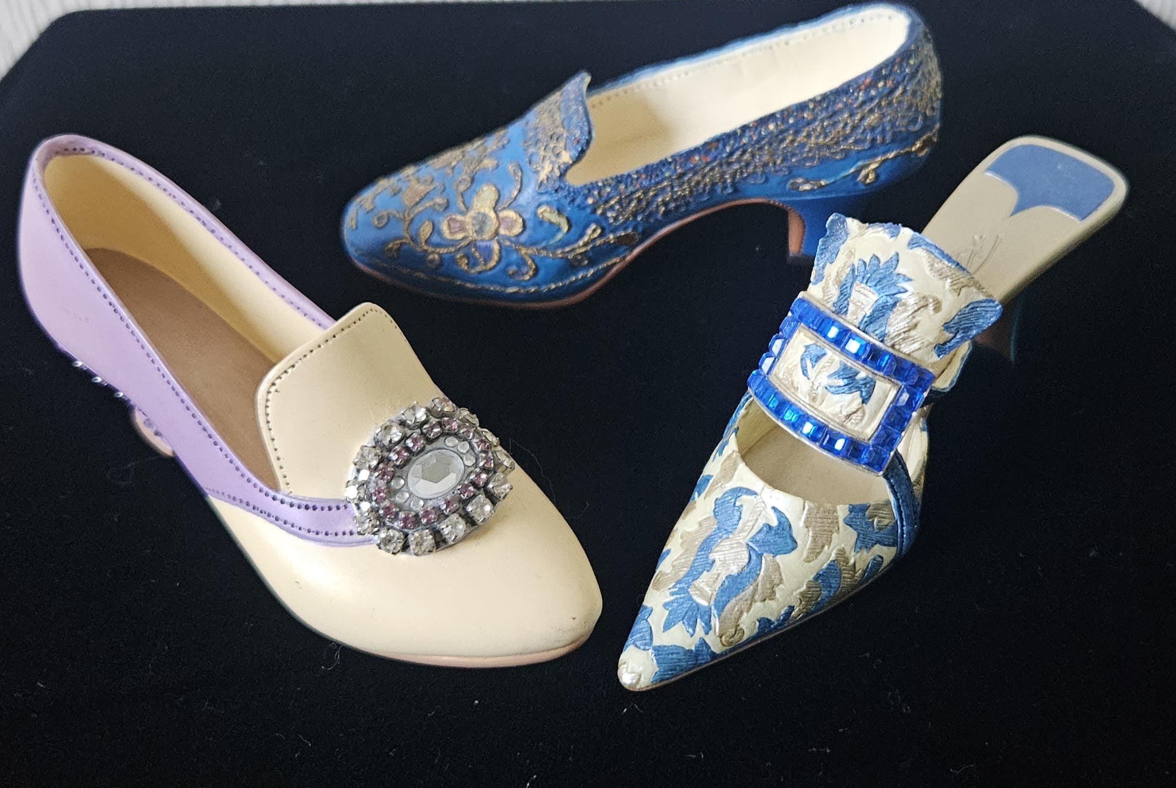 Vintage Miniature Shoe Ornaments: Collectible Display Shoes, Set of 3