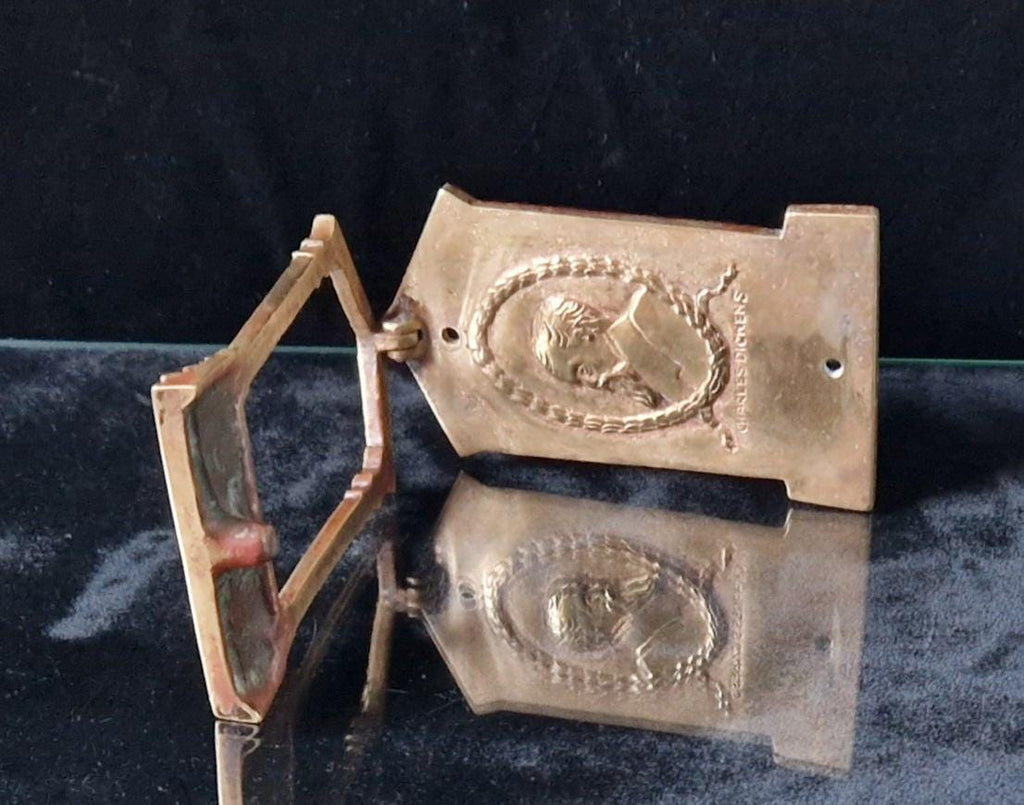 Antique Charles Dickens Solid Brass Door Knocker Edwardian