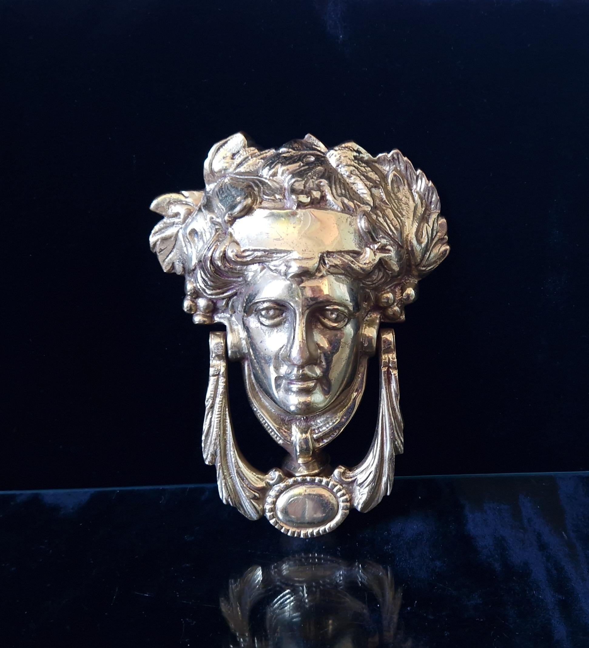 Vintage Large Heavy Cast Brass Dionysius Swing Arm Door Knocker 17cm