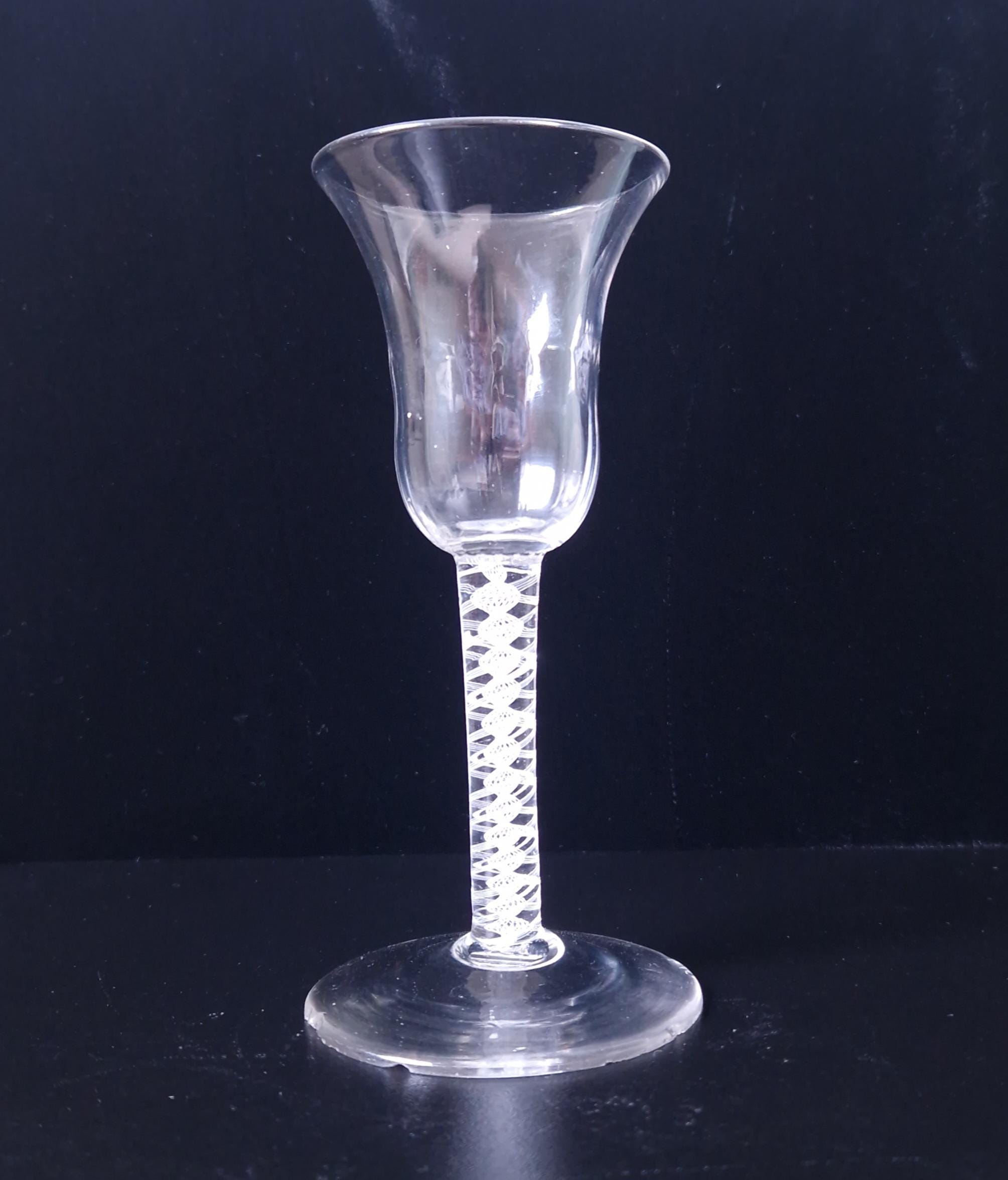 18th Century Wine Glass, Opaque Airtwist Stem (Chipped Foot)