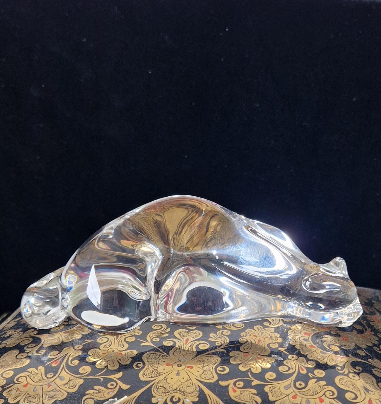 Steuben Roman Cat Crystal Hand Cooler Art Glass 8389 Paperweight Susan Smyly 1979
