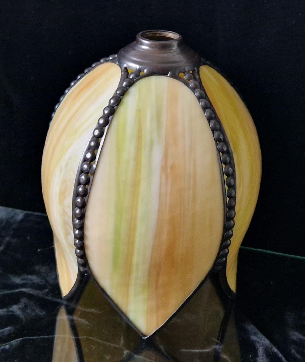 Vintage Tiffany-Style Slag Glass 5 Panel Tulip Lamp Shade 20cm