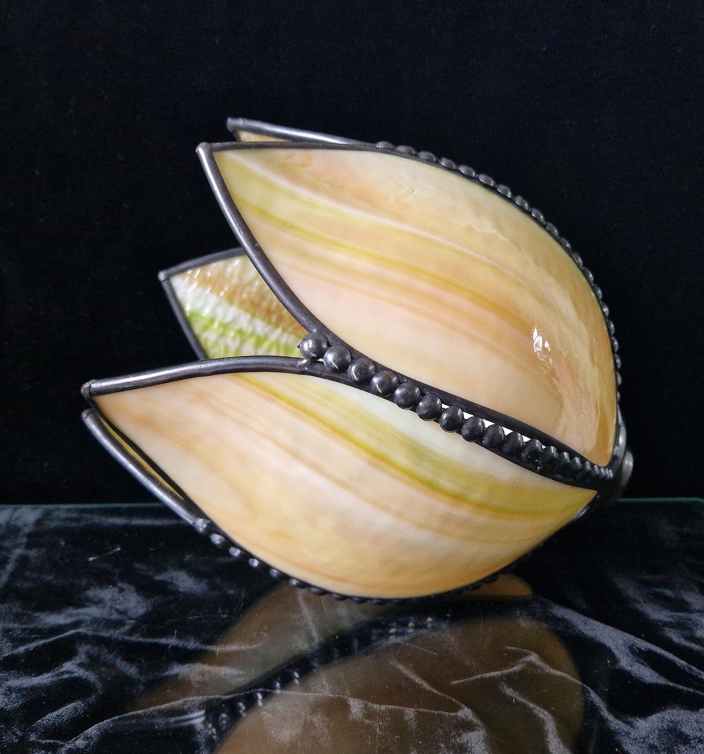 Vintage Tiffany-Style Slag Glass 5 Panel Tulip Lamp Shade 20cm