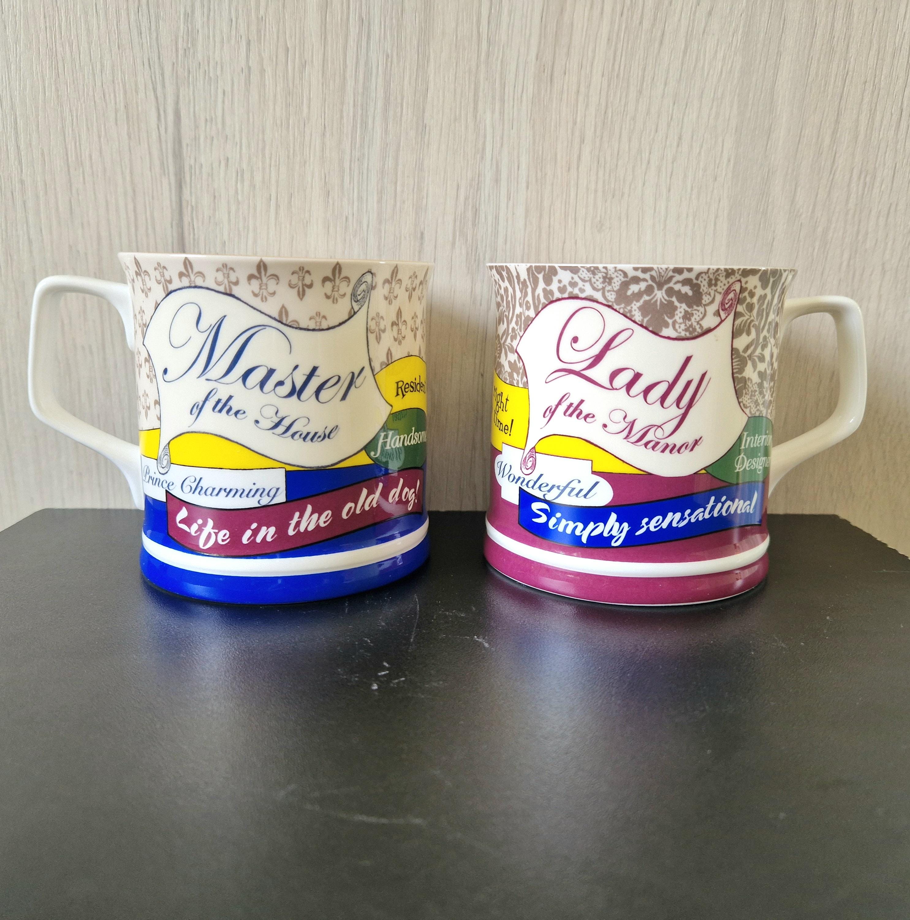 Vintage Past Times Fine Bone China Master & Lady Of The House Coffee Mugs