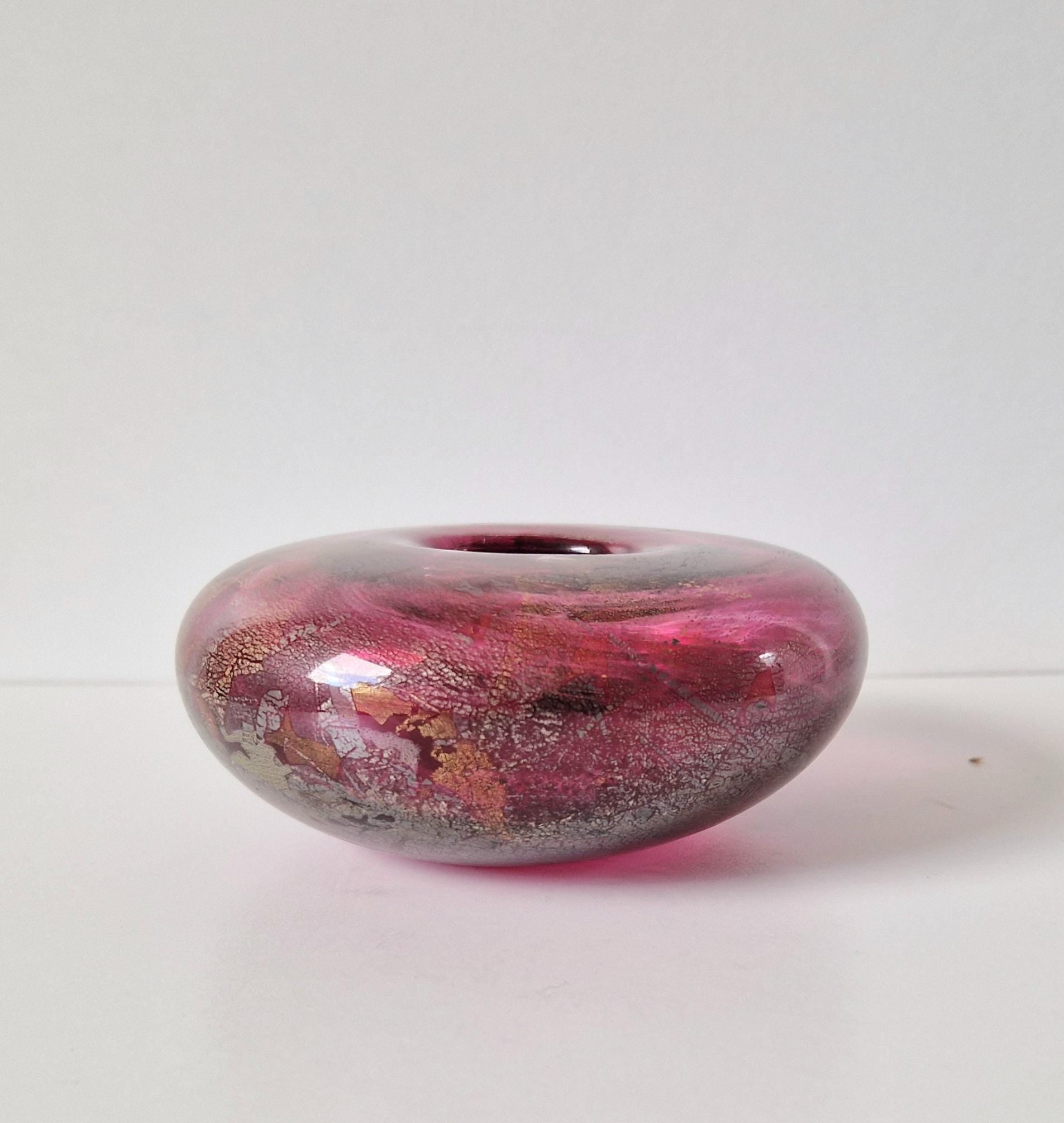 Vintage Isle of Wight Studio Michael Harris 'Azurene Pink' Glass Squat Vase