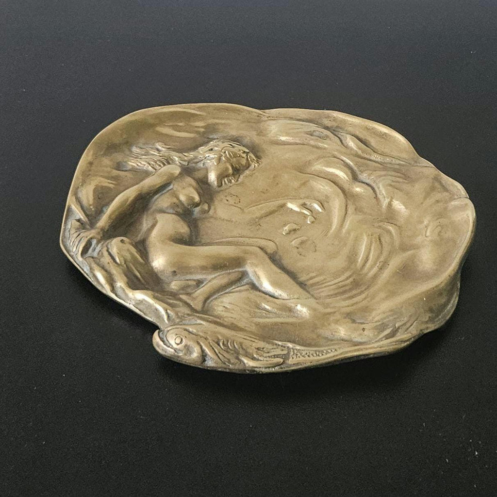 Brass Art Nouveau Trinket Dish Card & Pin Tray, Heavy Quality Vide Poche Art Nouveau decor