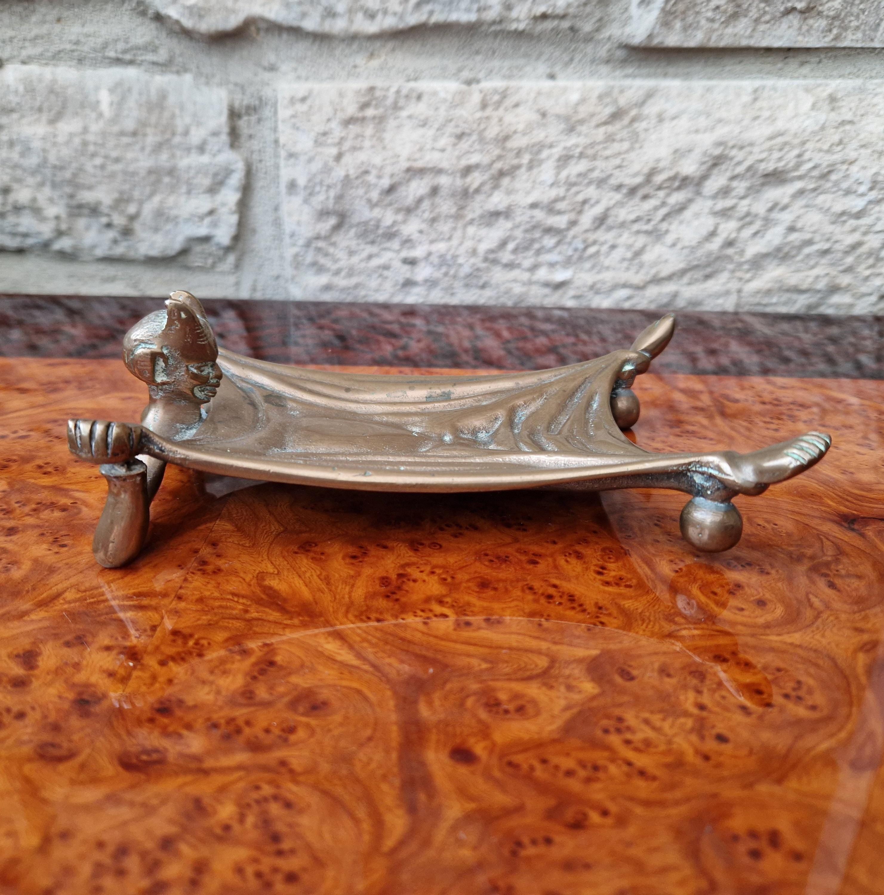 Antique Bronze Devil Under Sheet Calling Card Tray, Gothic c1900
