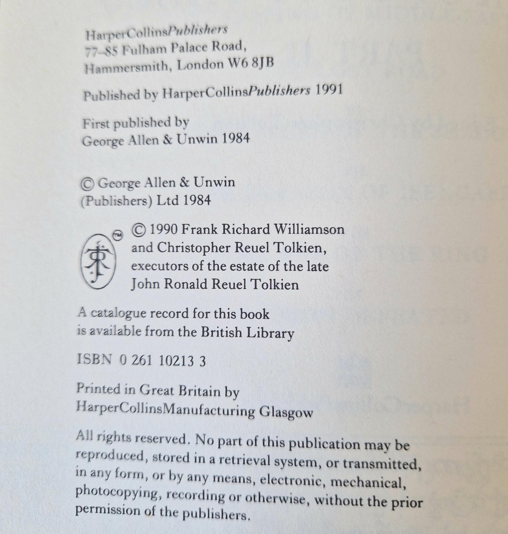 J.R.R. Tolkien's The Book Of Lost Tales Part II, 1st Edition Hardcover, 1991