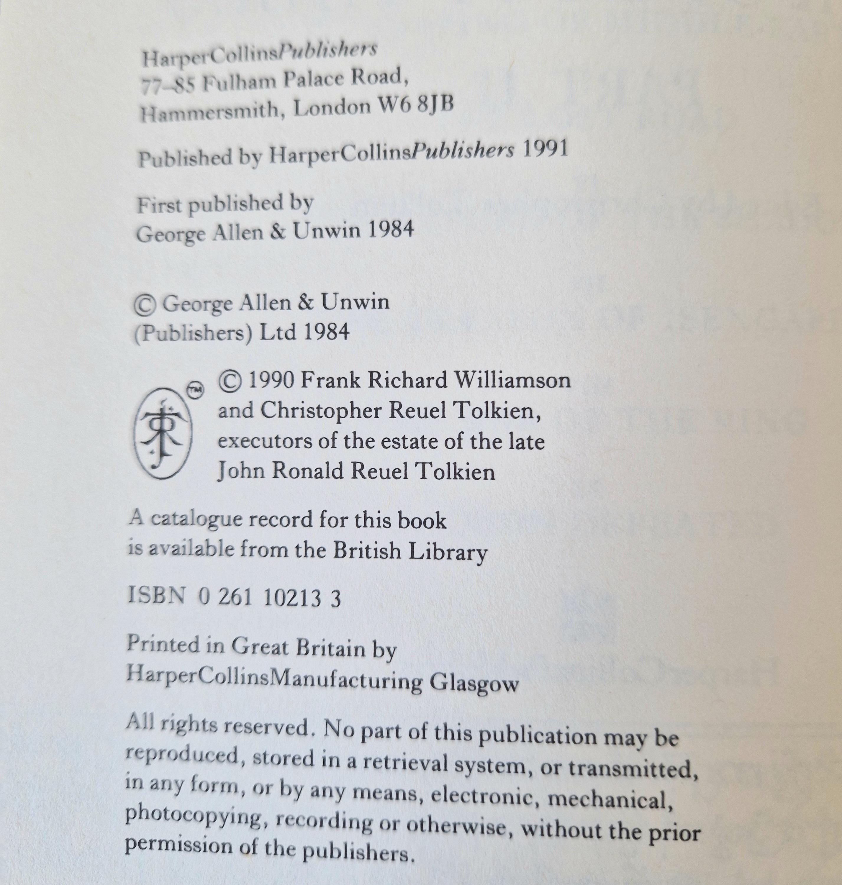 J.R.R. Tolkien's The Book Of Lost Tales Part II, 1st Edition Hardcover, 1991