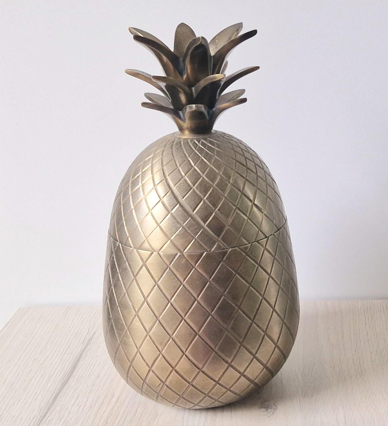 Vintage 1980s Extra Large Gold Metal Pineapple Ice Bucket 30cm
