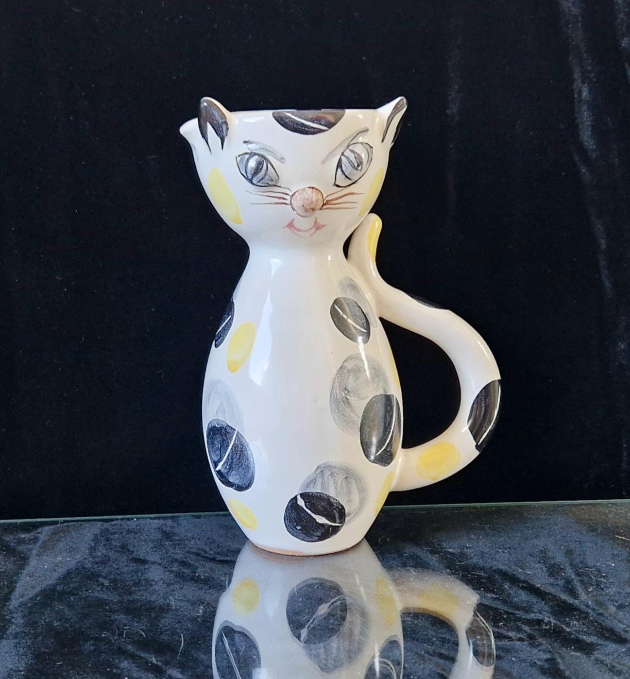 Vintage Italian Ceramic Handpainted Cat Jug 15.5cm
