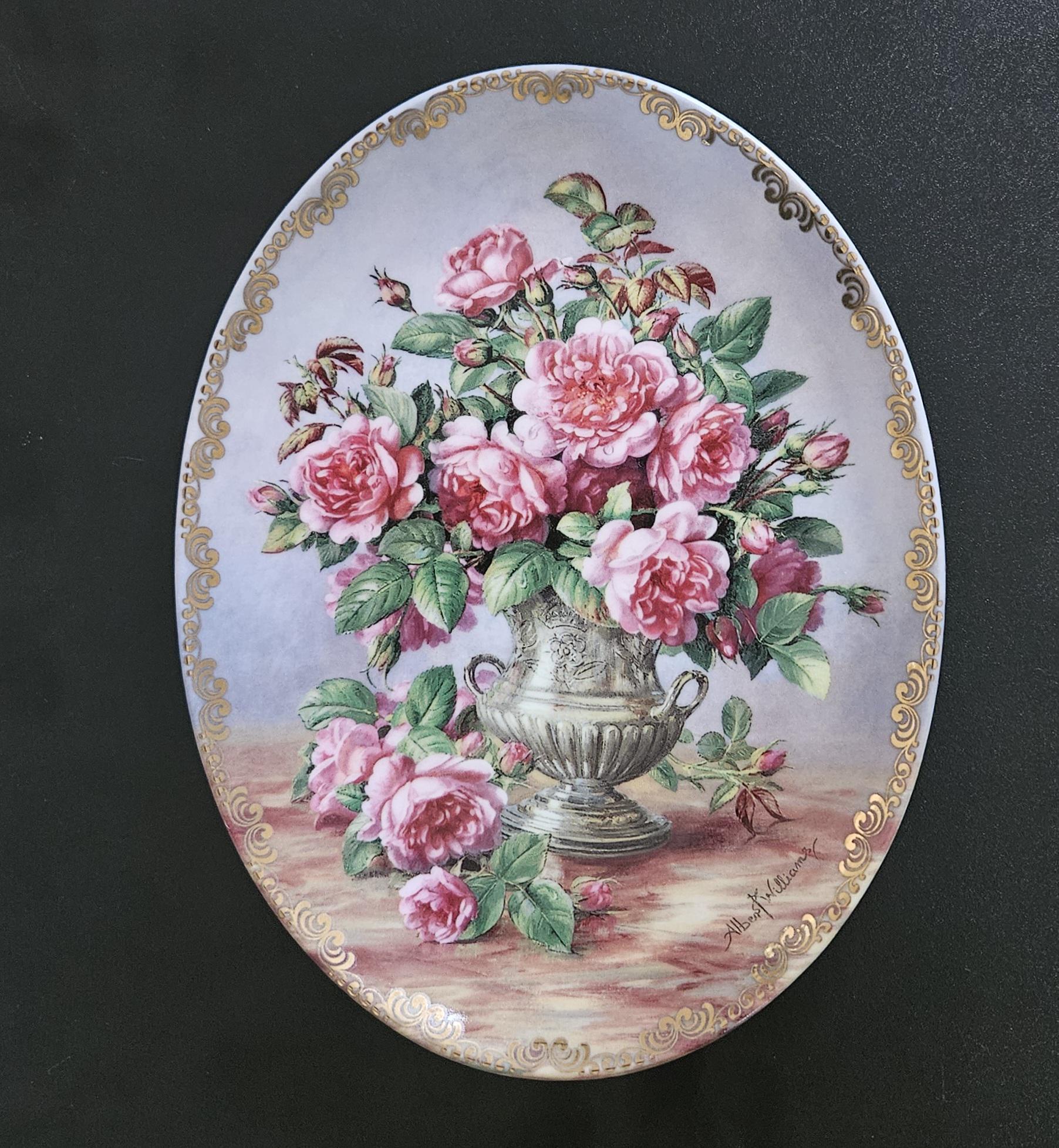 Vintage Decorative Oval Roses Wall Plate Royal Worcester England