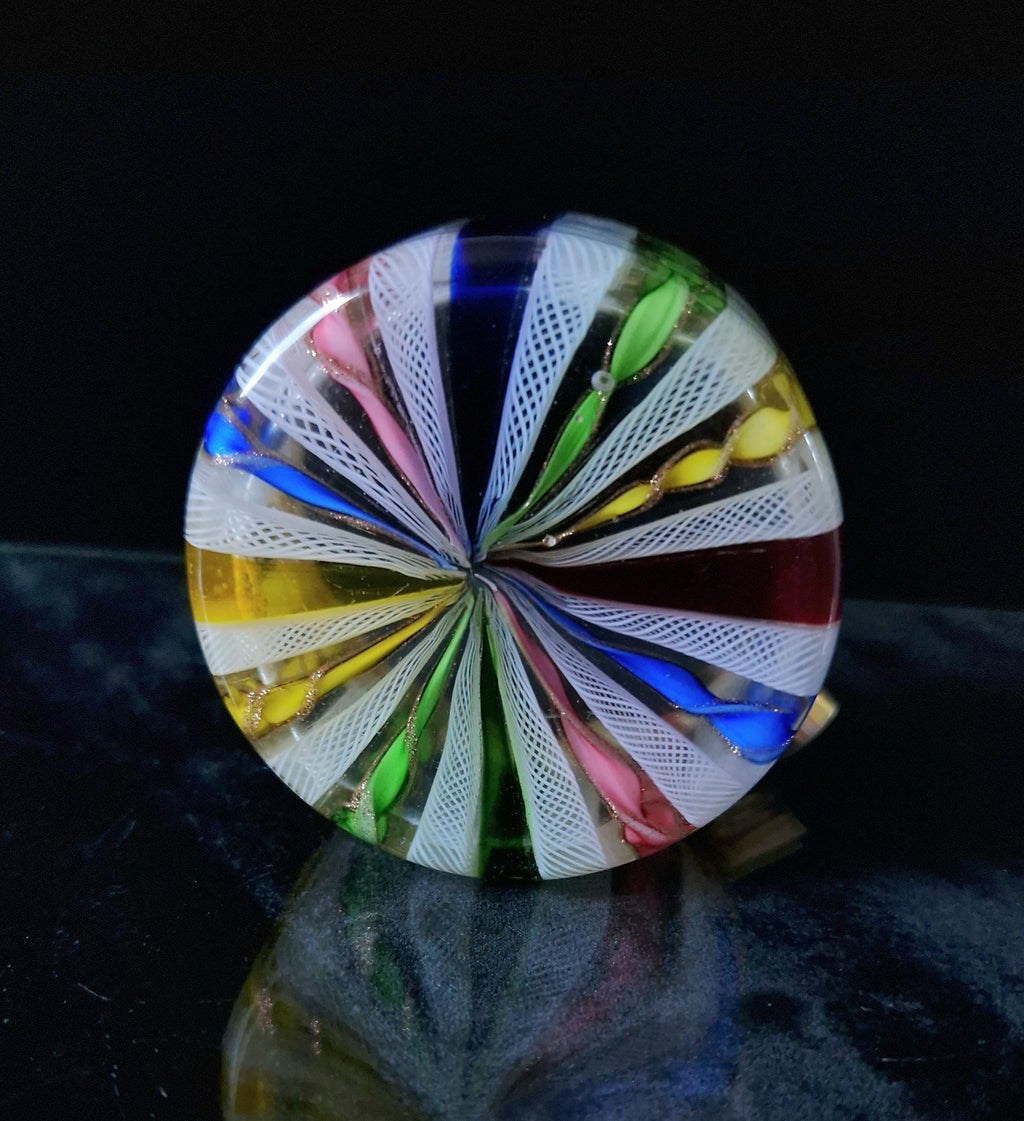 Mid Century 1960's Murano Fratelli Toso Rainbow Ribbons Italian Art Glass Ash Tray