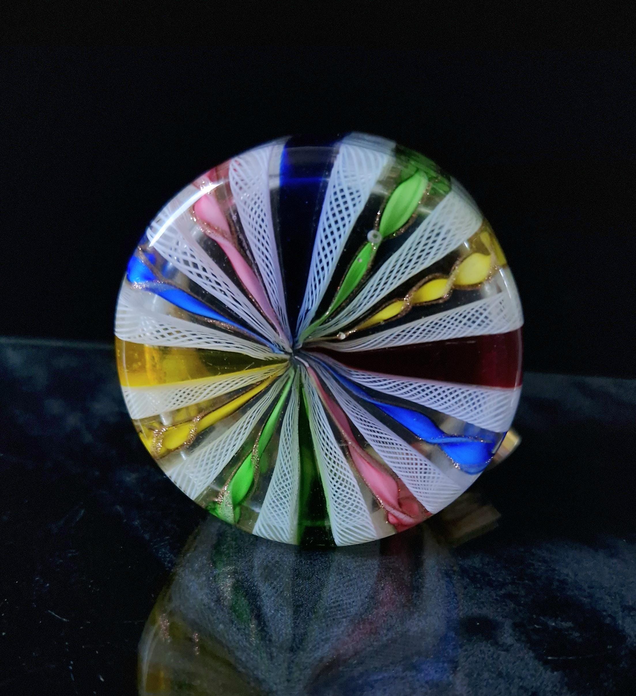 Mid Century 1960's Murano Fratelli Toso Rainbow Ribbons Italian Art Glass Ash Tray