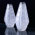 Antique Bohemian Crystal Vases: Queen Anne Lace Cut, Pair