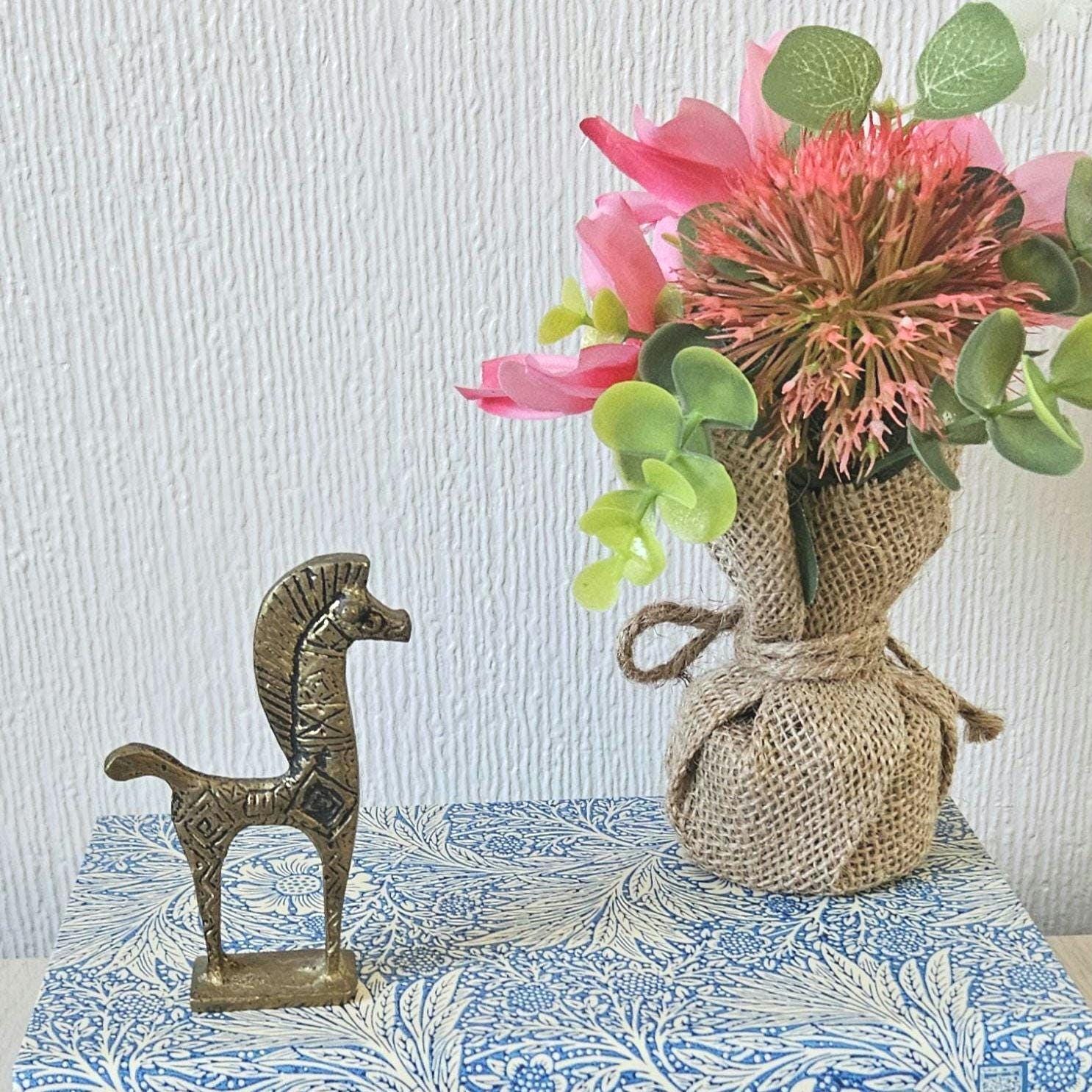 Mid-Century Brass Horse Figure: Greek Etruscan Style, 9cm Tall