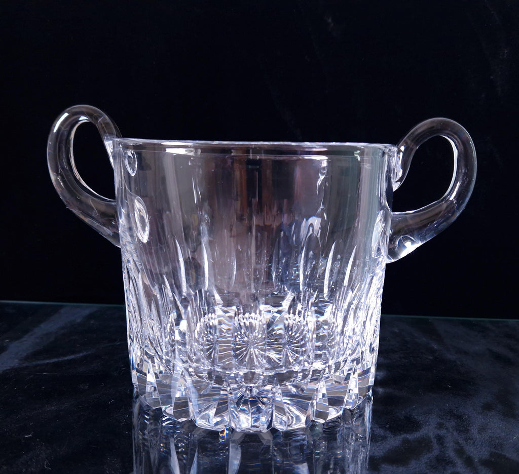 Fine Vintage Heavy Cut Crystal Glass Twin Handled Continental Champagne Ice Bucket