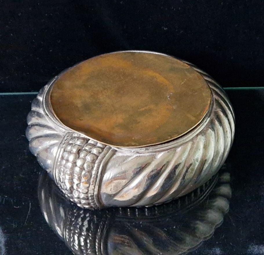 Antique North African Moroccan Silver Metal & Brass Slave Anklet Vide Poche Desk Catchall Dish