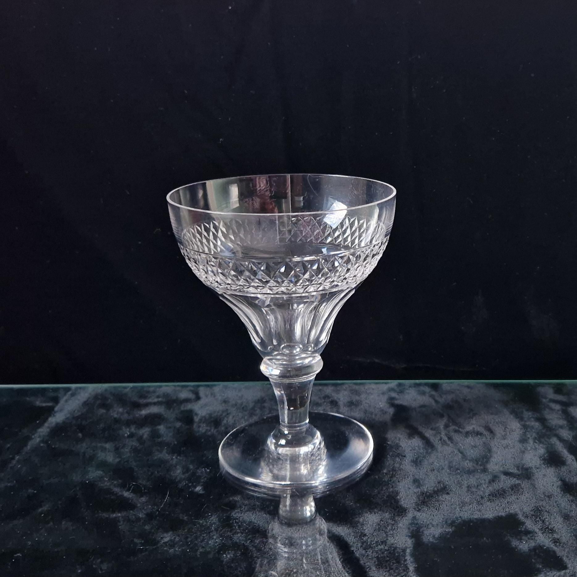 Antique Victorian Pan Top Bowl Diamond Cut Crystal Rummer Glass