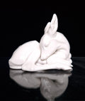Rare Vintage Nymphenburg Porcelain White Lying Fawn Figure Signed 850/17