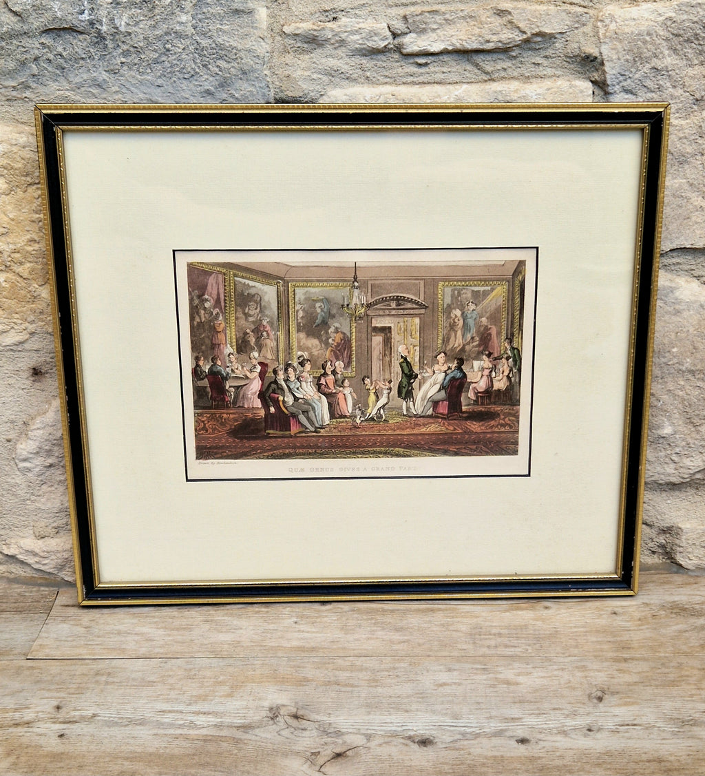Thomas Rowlandson Lithograph Print 'Quae Genus, Gives A Grand Party' Framed Wall Art