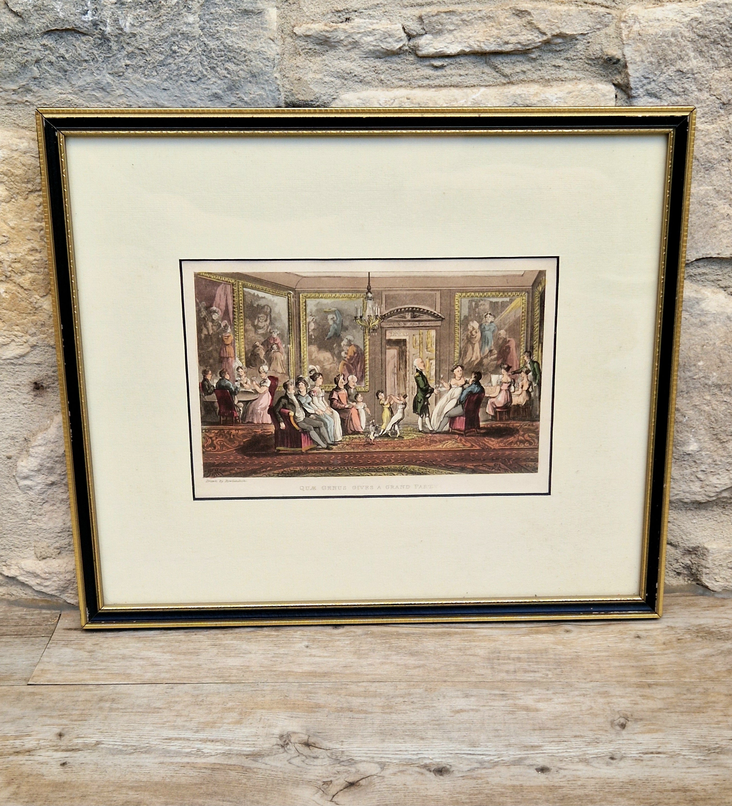 Thomas Rowlandson Lithograph Print 'Quae Genus, Gives A Grand Party' Framed Wall Art