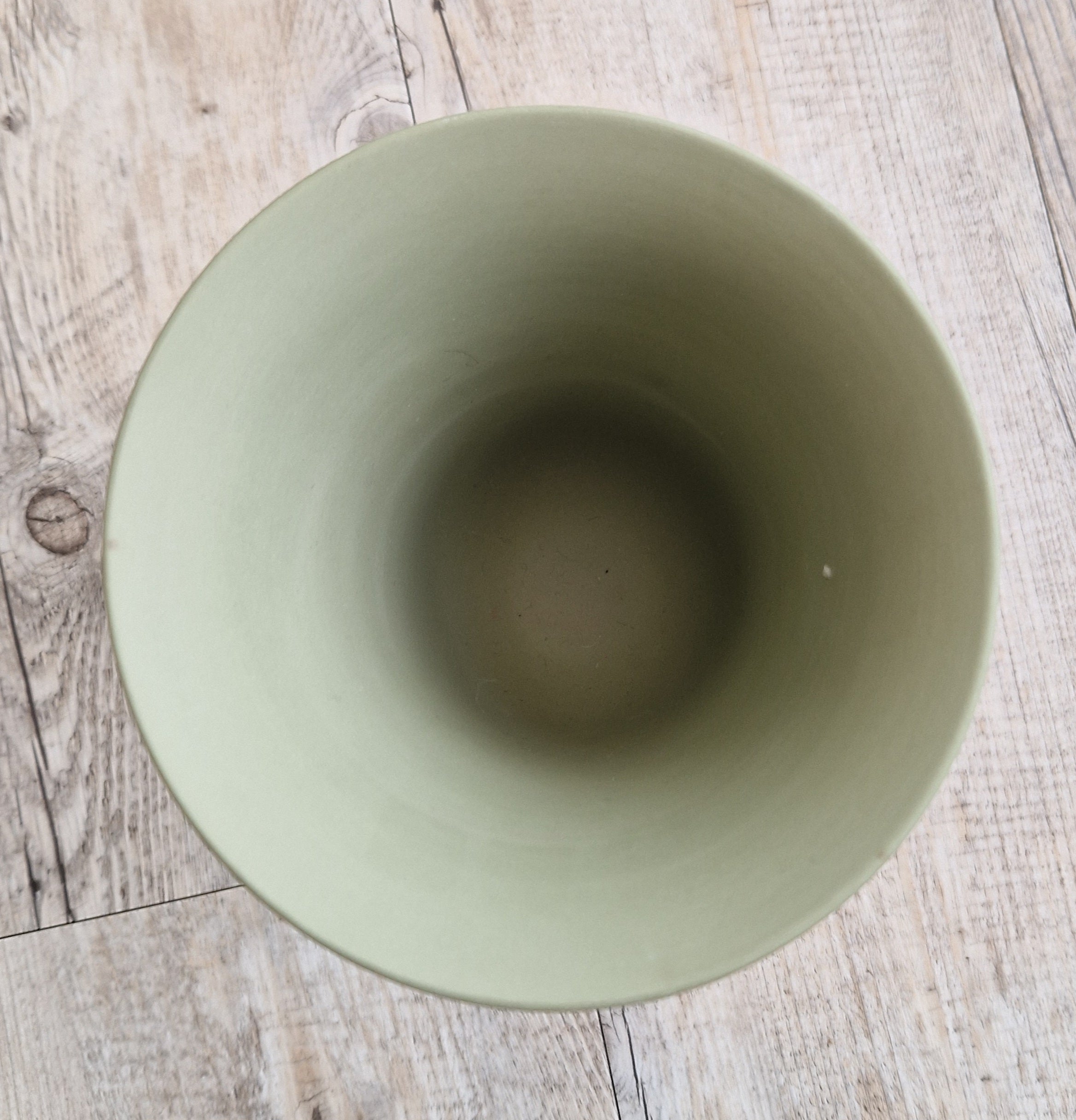 Wedgwood Sage Green Jasperware Arcadian Pedestal Trumpet Mantle Vase - Vintage.Made in England 17cm Tall