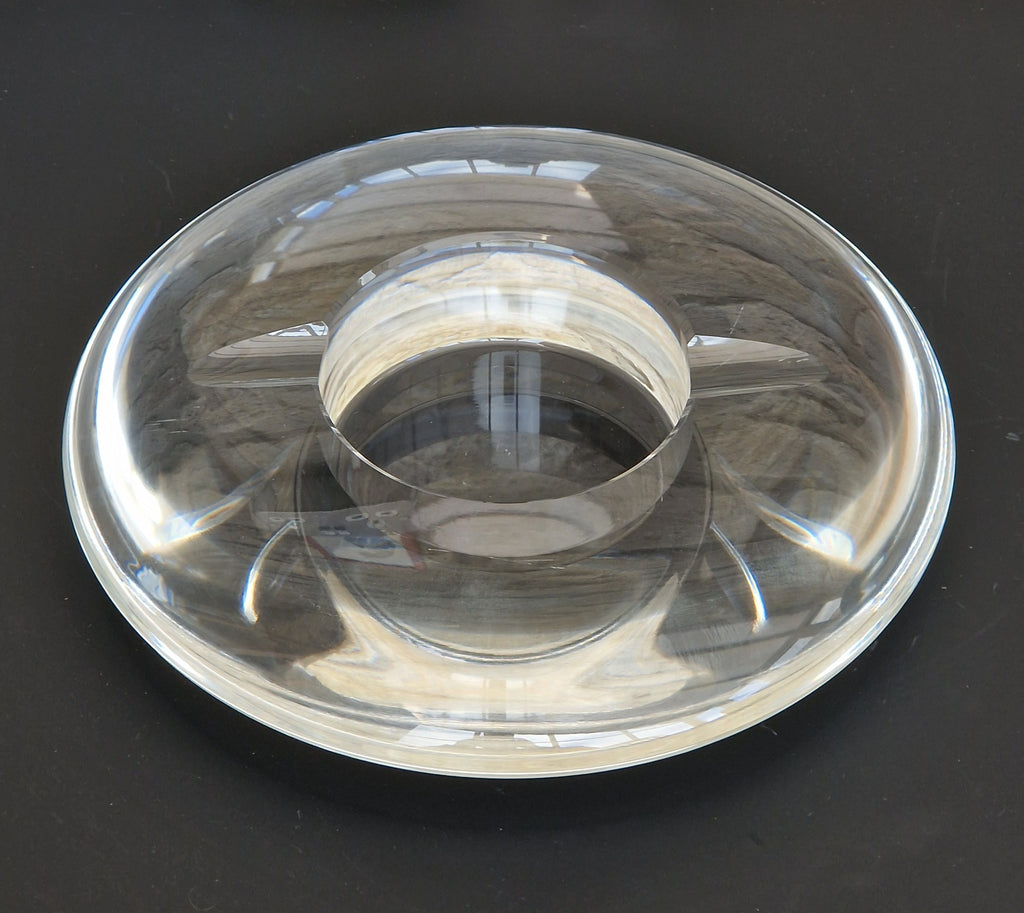 Heavy Clear Crystal Glass Discus Cigar Table Ashtray 23cm Diameter
