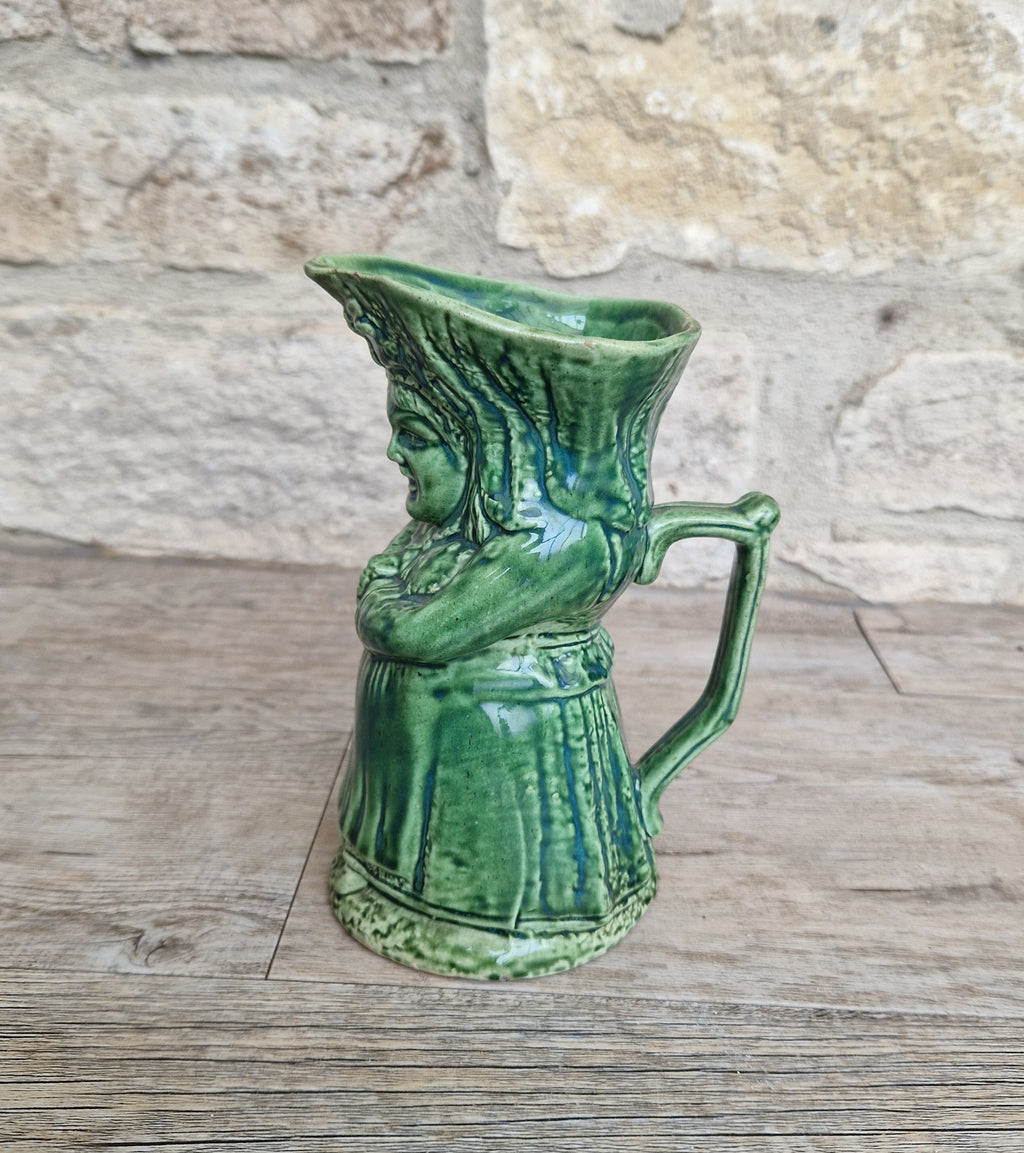 Antique Majolica Toby Jug: 19th Century English Lady Toper
