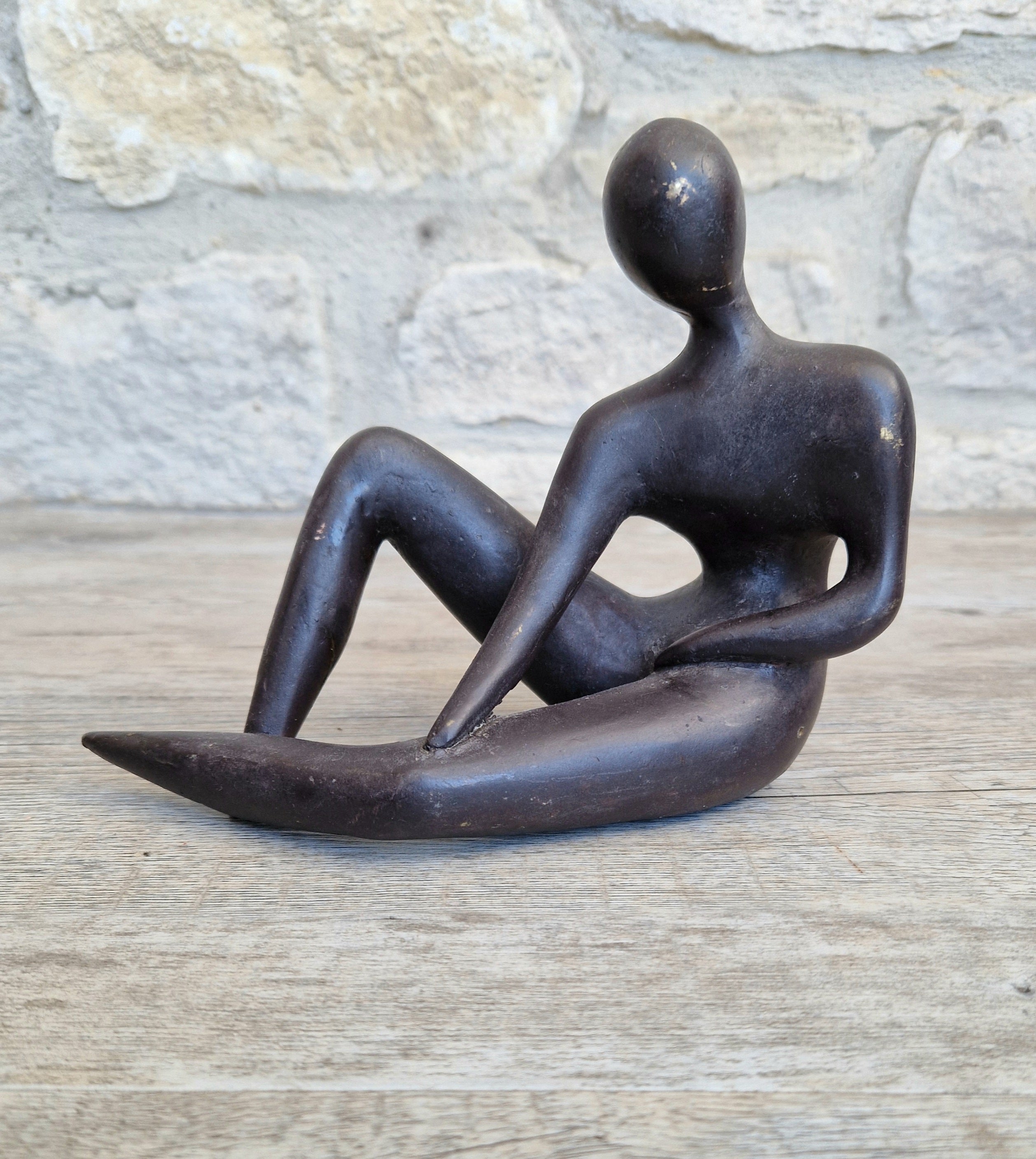 Bronze Stylised Abstract Figural Modern Art Sculpture Vintage