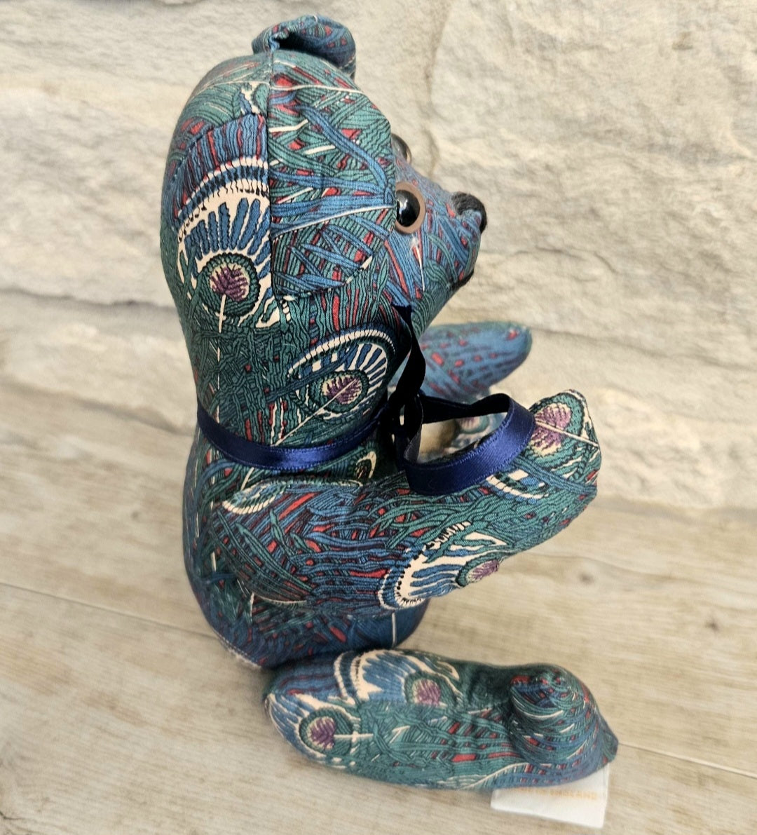 Original Vintage Decorative Liberty London Teddy Bear Ianthe Print Moveable joints 17cm