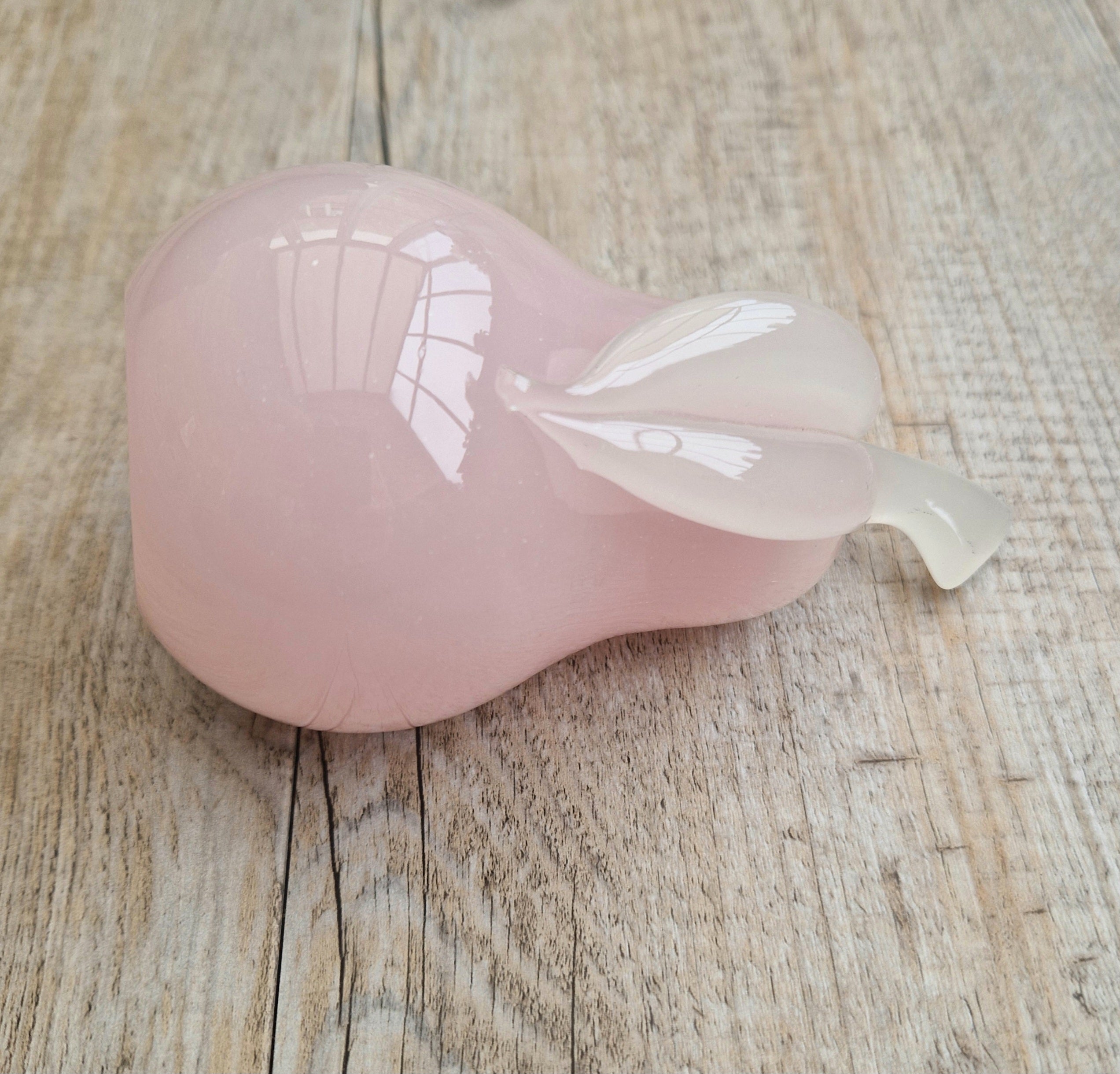 Pink Murano Glass Pear Ornament Archimede Seguso Alabastro Opaline 1950's Vintage Rare