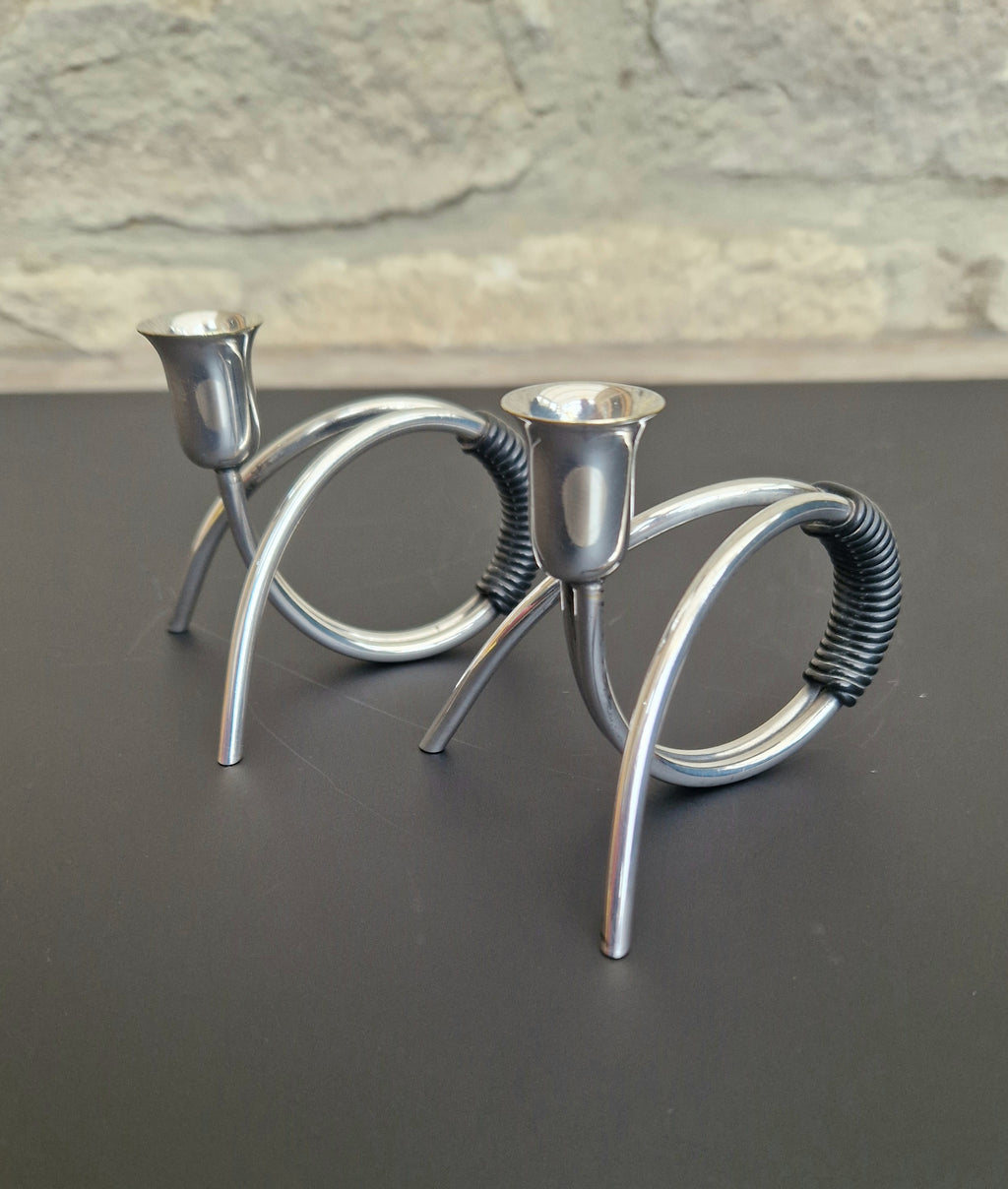 Danish Modern Miniature Silver Plated Candlesticks Carl F. Christiansen Pair