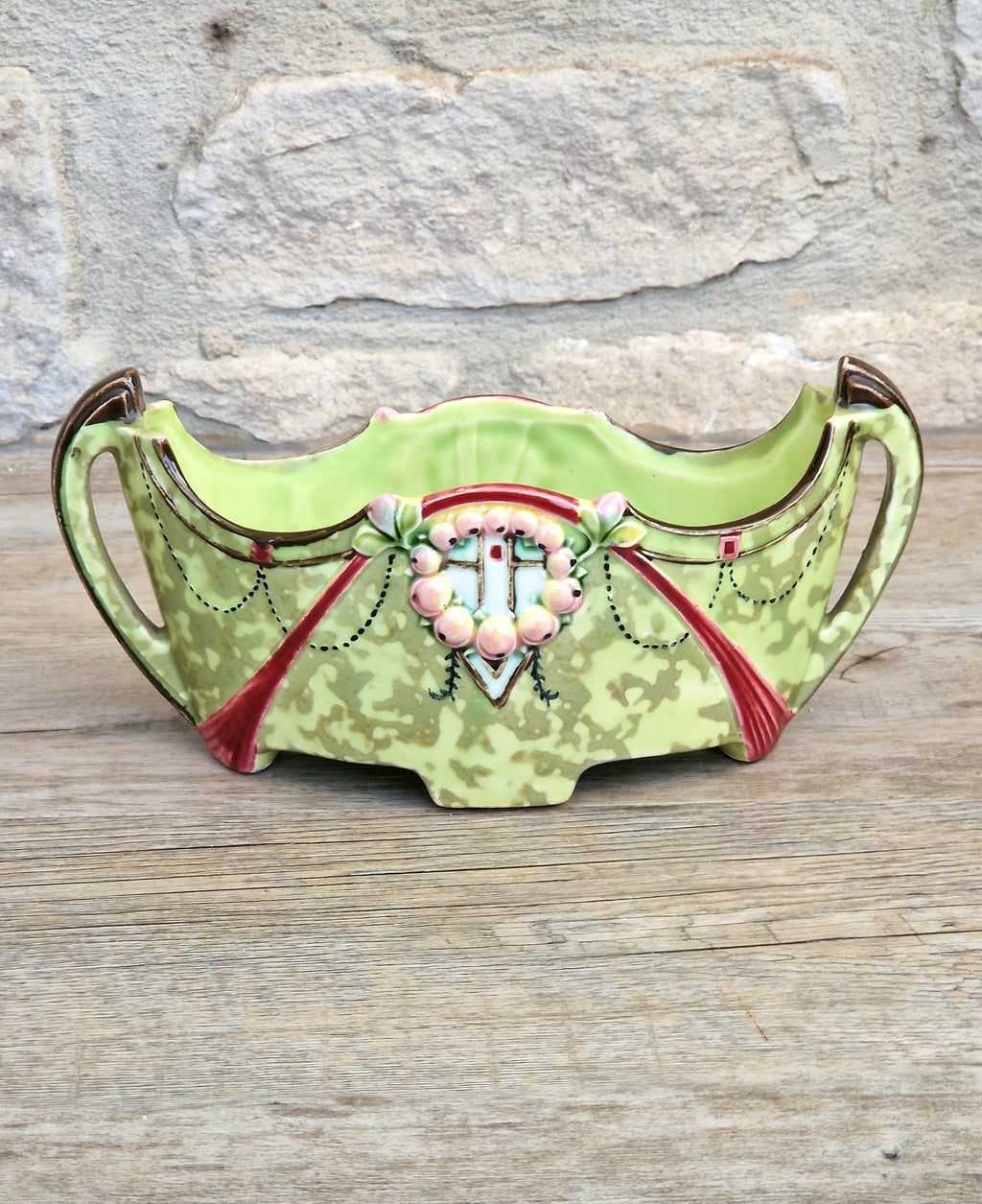 Art Nouveau Duxer Babotine Planter: Antique Hand-Painted Jardiniere