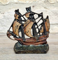 1920s Antique Sand Cast Bronze Mayflower Ship Bookend Paperweight Pattern 110 Original Paint