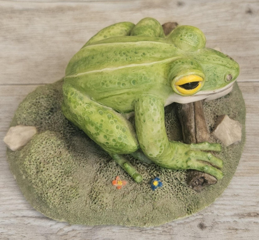 Vintage Ceramic Frog Ornament 1993 Anthropomorphic Signed Collectible Shelf Decor or Retro Gift