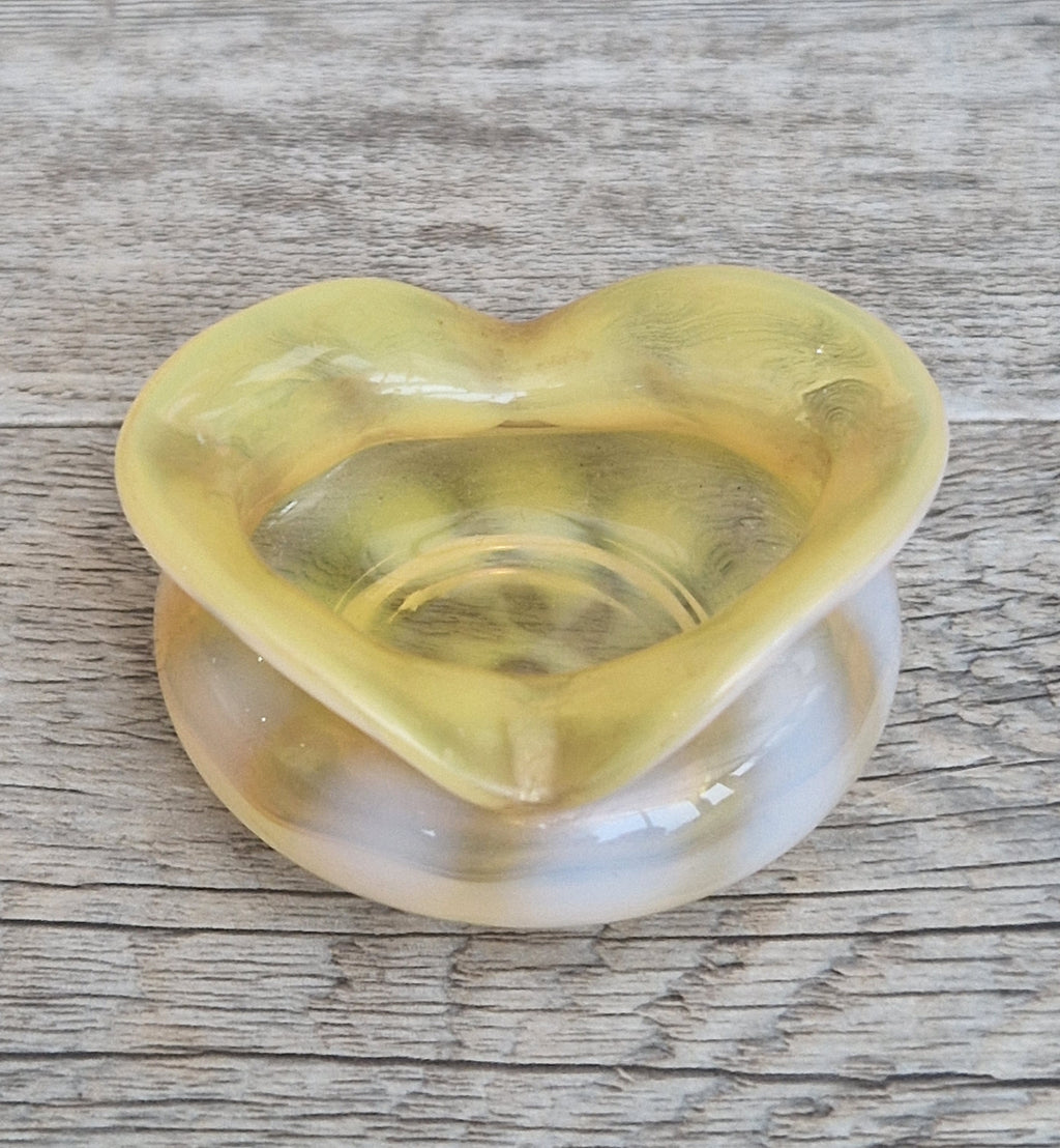 Antique Art Nouveau Monot Stumpf Pantin French Opalescent Glass Ruffled Open Salt Cellar Bowl