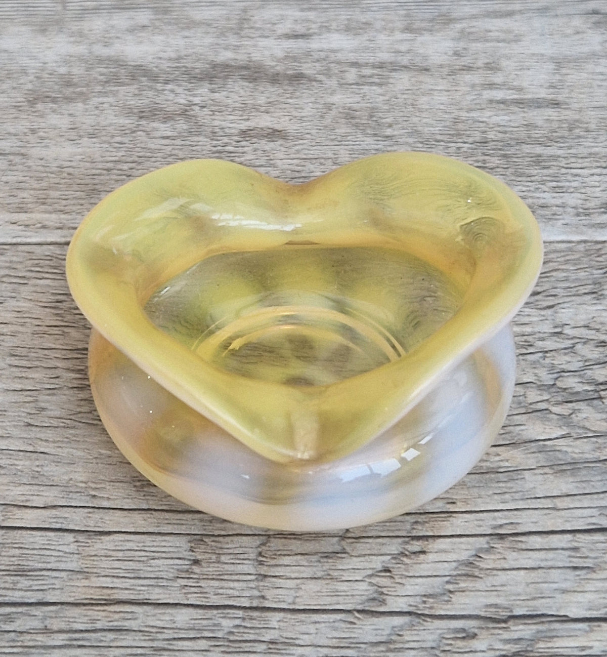 Antique Art Nouveau Monot Stumpf Pantin French Opalescent Glass Ruffled Open Salt Cellar Bowl