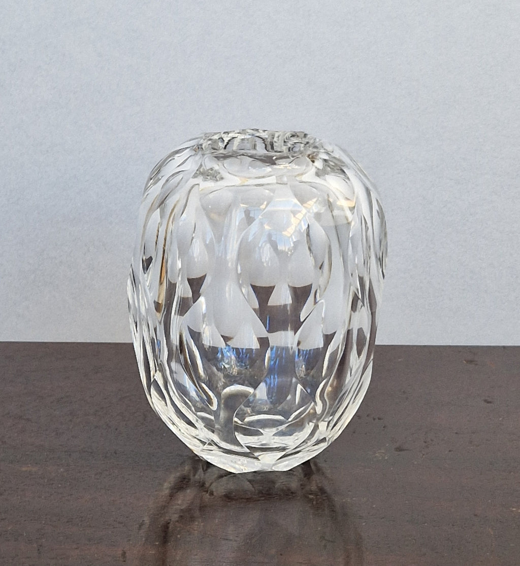 Antique 1930s Orrefors Sweden Sven Palmqvist Optic Cut Crystal Vase 1730/7 Art Deco